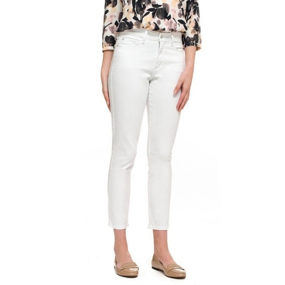 NYDJ Clarissa Ankle Cropped High-rise Denim Jeans Optic White size 12 - Picture 1 of 11